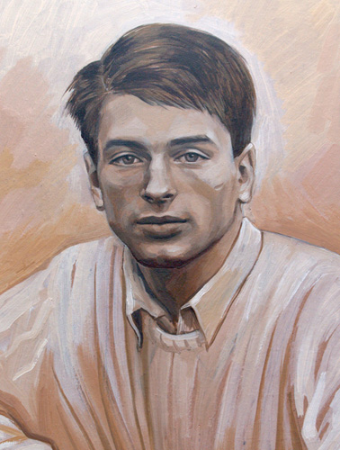 Вероника Суровцева. Портрет молодого человека. 2006, картон, масло, 55×40