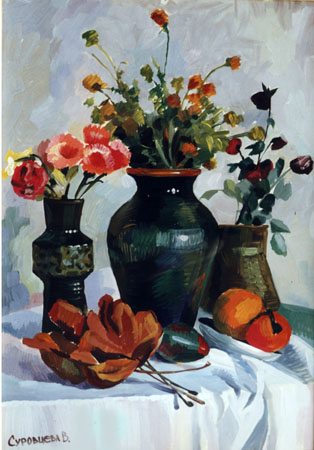 FLOWERS AND LEAVES. 1994, gouache on paper, 60x42 cm