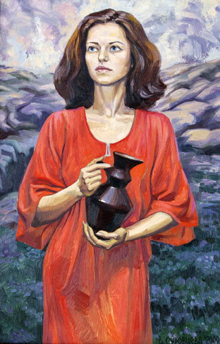 Вероника Суровцева. Девушка с кувшином. 2000, холст, масло. 60×40