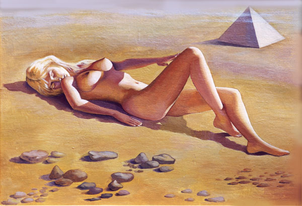 PYRAMIDS. 1996, oil on canvas, 25x36 cm