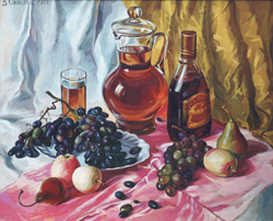 Вино и яблоки. 2000, двп, масло, 58×66